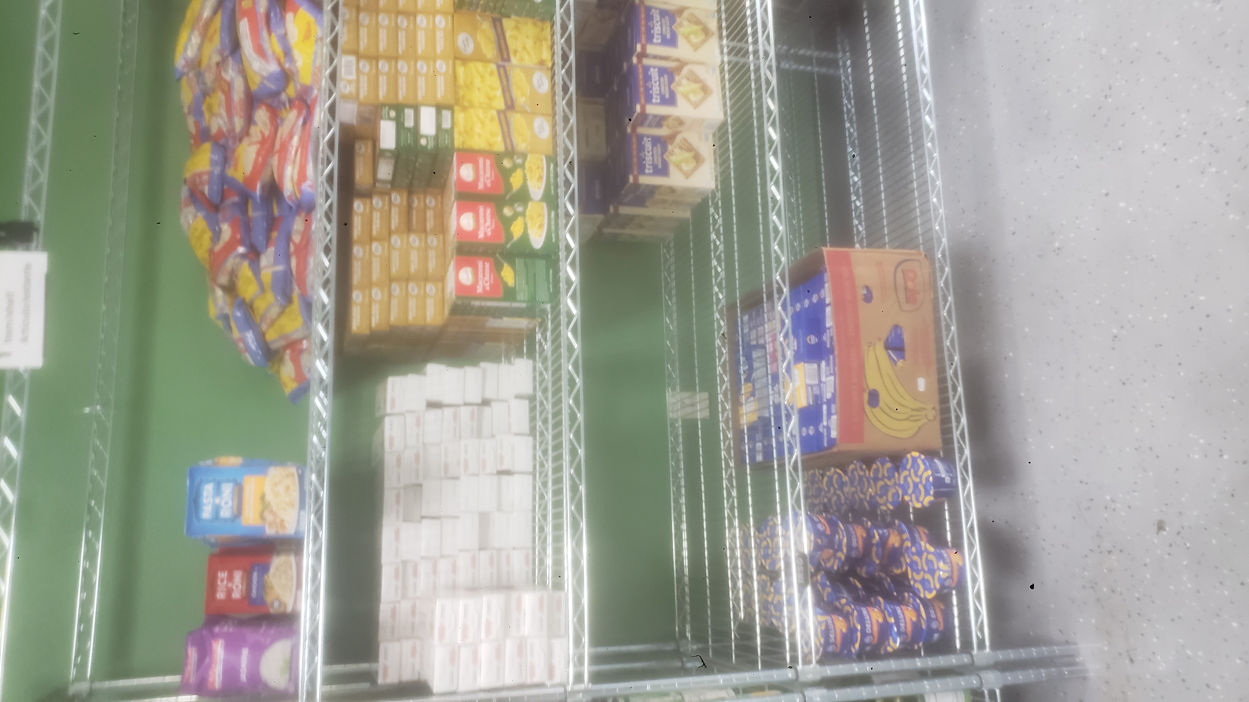 Food filled shelves.